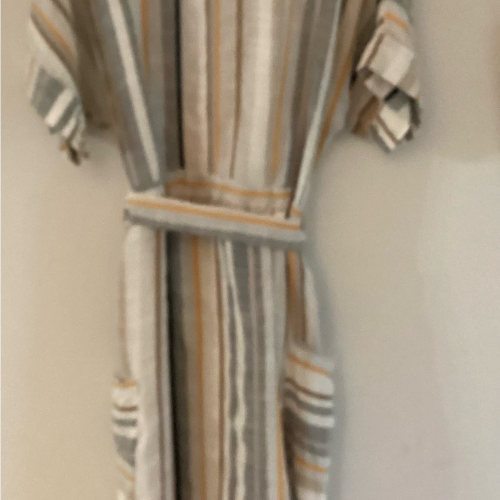 Rebellion Striped Linen Look Midi Dress - Picture 3 of 4